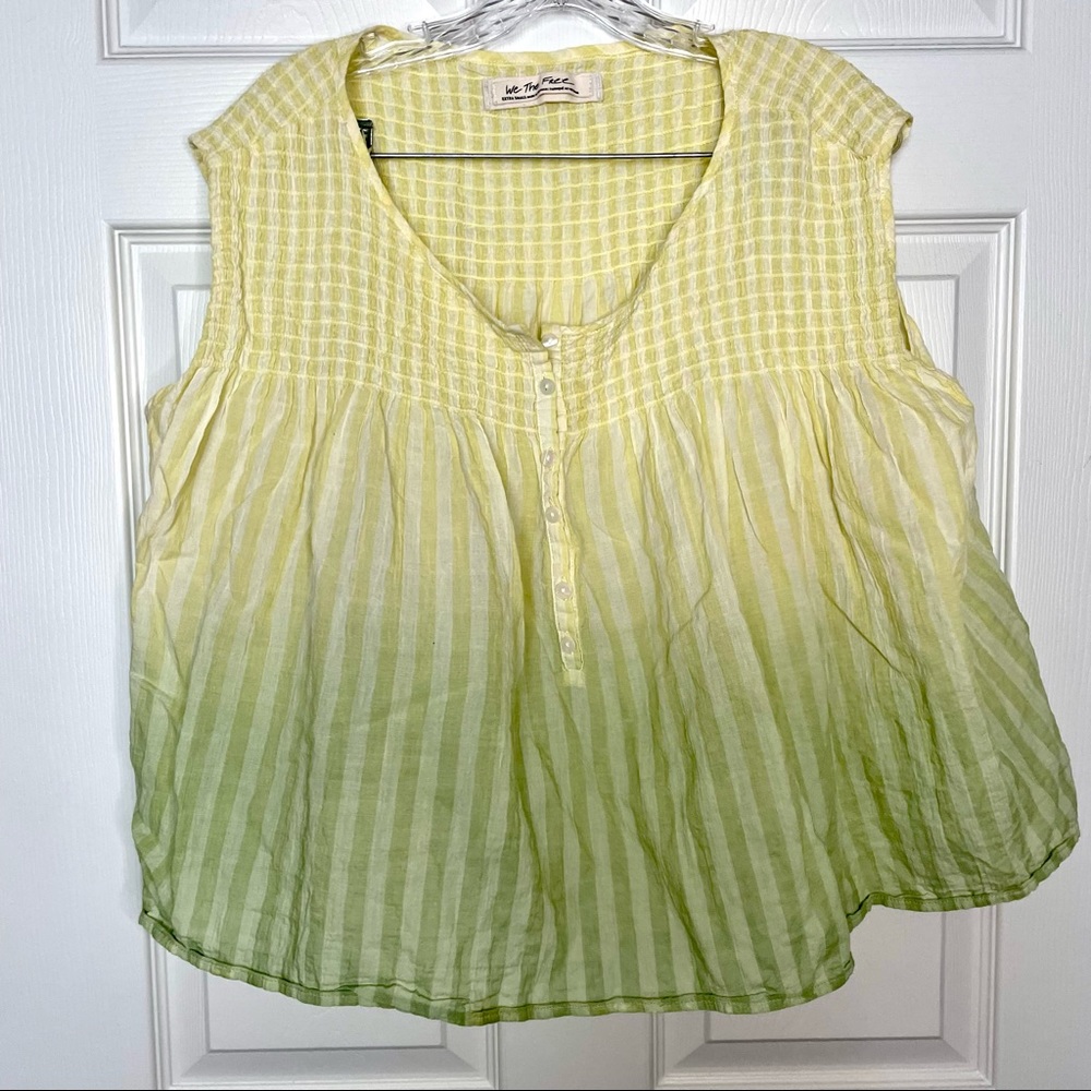 We the Free People Little Bit of Everything ombré green yellow blouse top